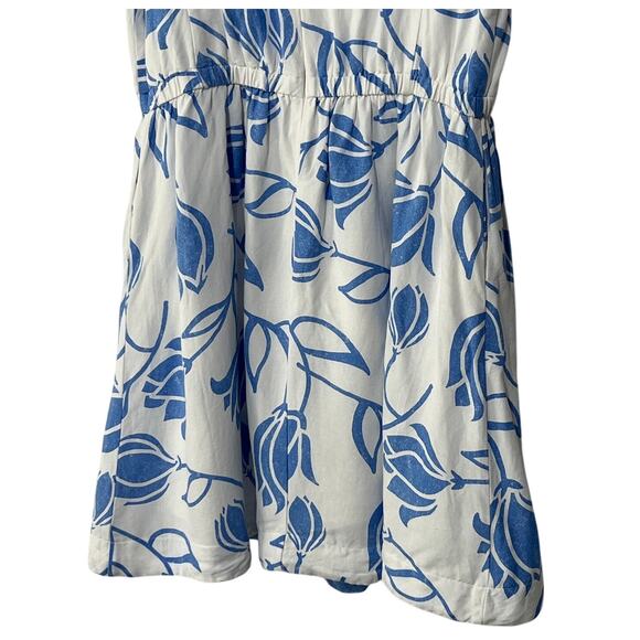 Lane Bryant Womens Plus Size 18 Flutter-Sleeve Tie-Back Linen Dress Blue White - Picture 8 of 13